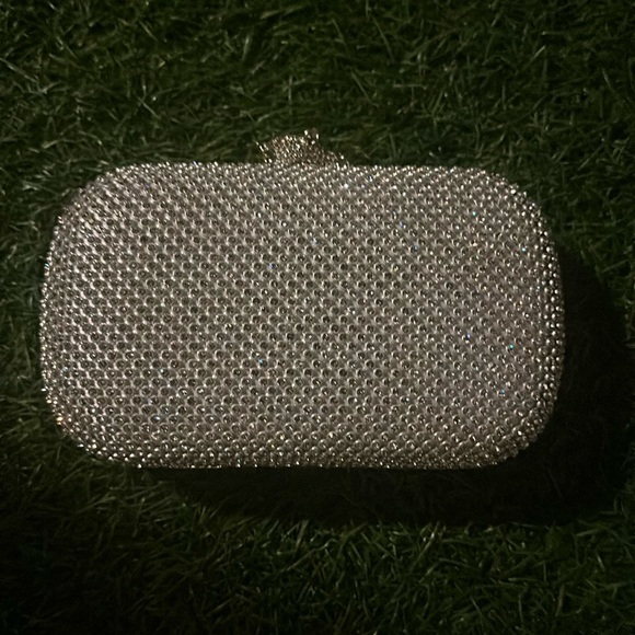 Silver Crystal Rhinestone Evening Clutch Bag Purse, Sparkling  Handbag STUNNING! - Picture 1 of 7